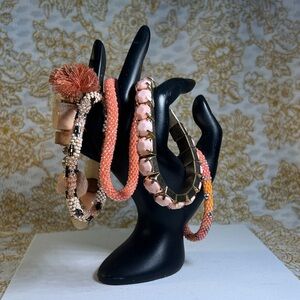 Lily Coral and Gold Bracelet Trio
